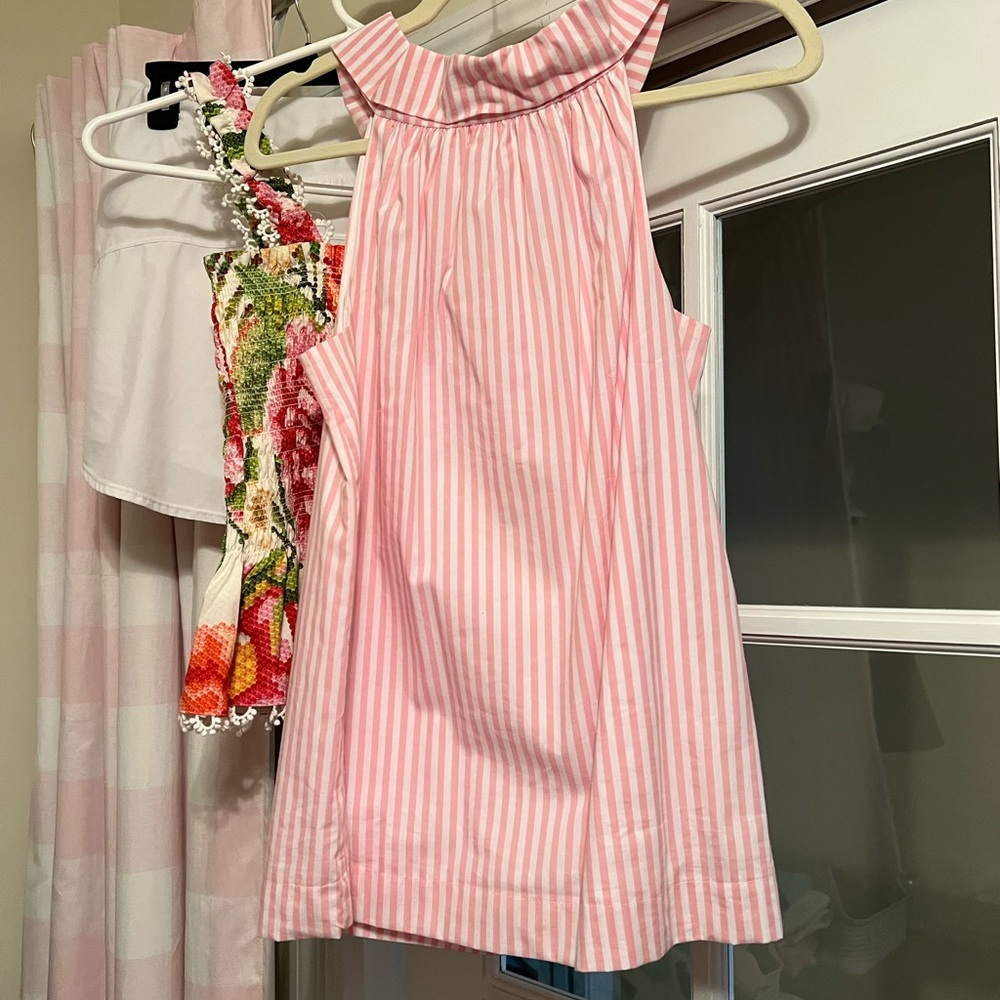 LaRoque- pink and white striped halter-ish top-